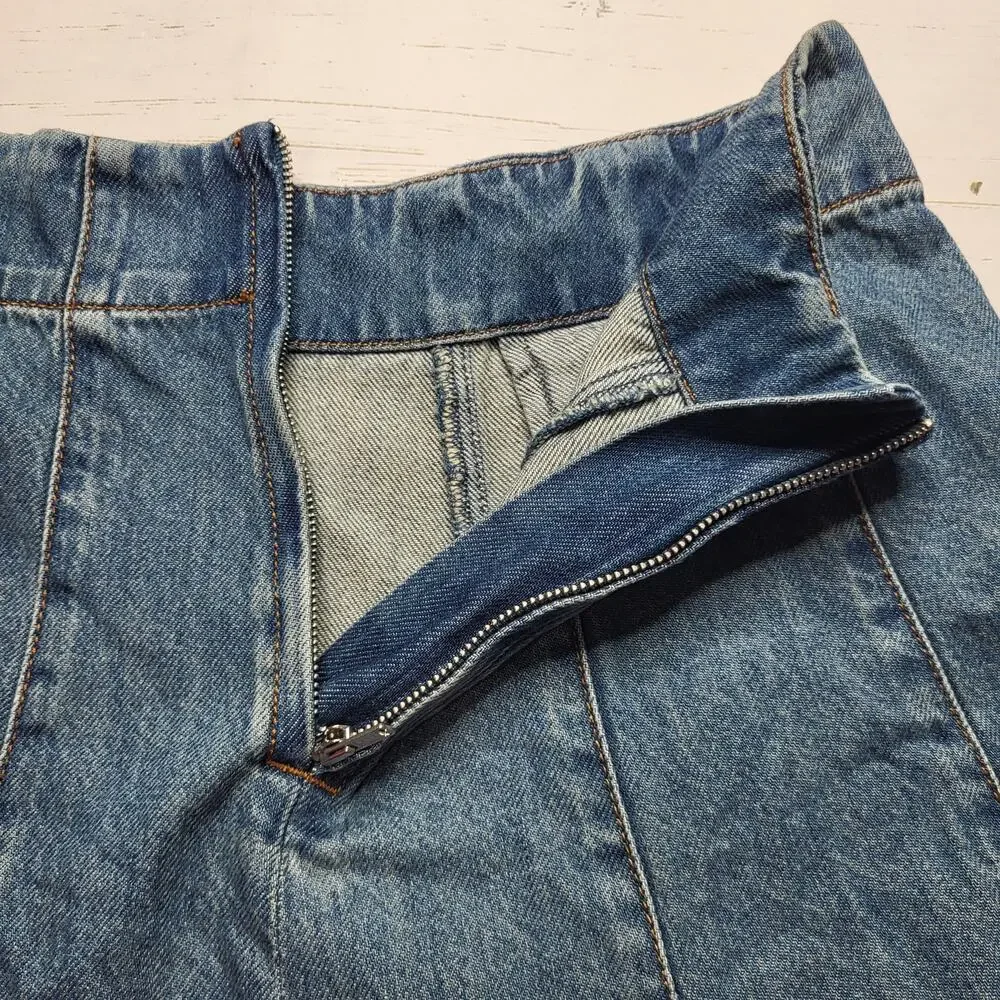 Madewell Flared Airy Denim Midi Jean Circle Skirt Medium Mosby Wash Western 27 - Picture 7 of 9